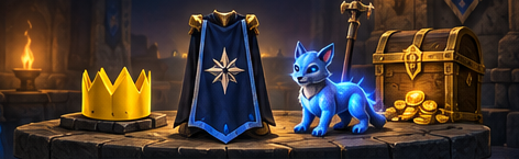 A royal blue cape, treasure and a bright blue companion